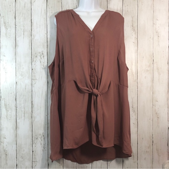 Torrid Georgette Peplum Tie Front Sleeveless Blouse 3X - Picture 1 of 8